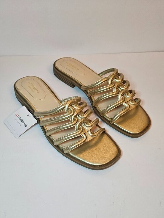 Liz Claiborne Shoes - Liz Claiborne Gold Multi-Strap Slide Sandals Womens Size 9.5